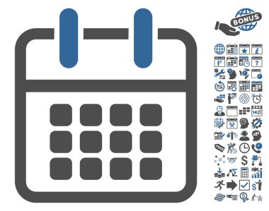 Bonus ile takvim Poster düz vektör simgesi