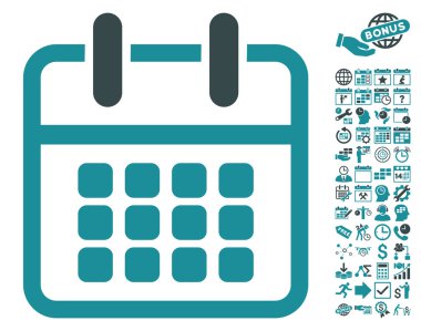 Bonus ile takvim Poster düz vektör simgesi