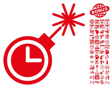 Bonus ile Saatli Bomba Düz Vektör Simgesi