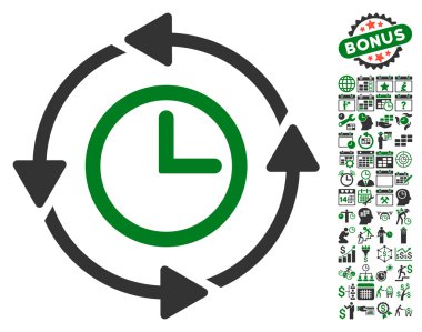 Bonus ile Wayback Saat Düz Vektör Simgesi