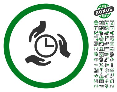 Bonus ile Zaman Bakım Eller Düz Vektör Simgesi