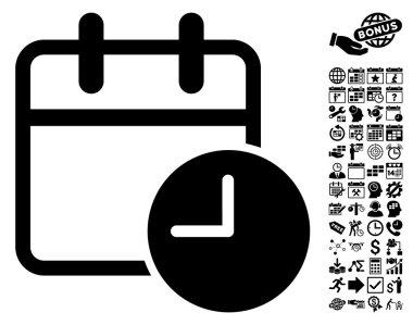 Bonus ile Tarih Saati Düz Vektör Simgesi