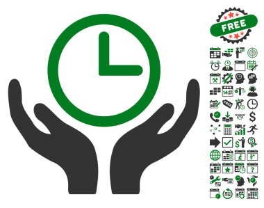 Saat bakım düz vektör simgesi Bonus ile