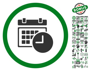 Bonus ile tarih ve saat düz vektör simgesi