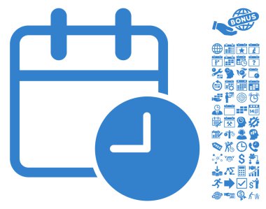 Bonus ile Tarih Saati Düz Vektör Simgesi