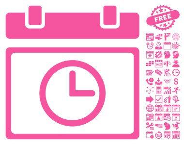 Bonus ile Tarih Saati Düz Vektör Simgesi