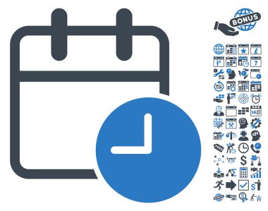 Bonus ile Tarih Saati Düz Vektör Simgesi