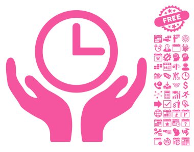 Saat bakım düz vektör simgesi Bonus ile