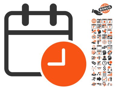 Bonus ile Tarih Saati Düz Vektör Simgesi