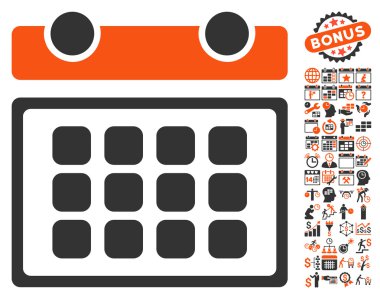 Bonus ile Takvim ay düz vektör simgesi