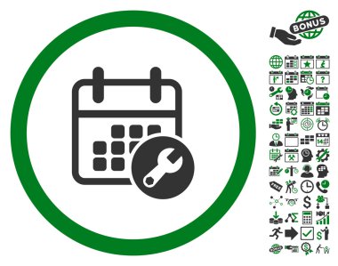 Takvim Kurulum Anahtarı Düz Vektör Simgesi Bonus ile