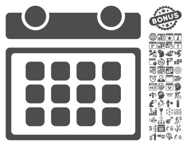 Bonus ile Takvim ay düz vektör simgesi