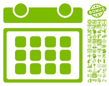 Bonus ile Takvim ay düz vektör simgesi