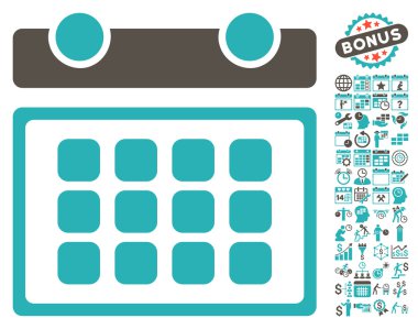 Bonus ile Takvim ay düz vektör simgesi