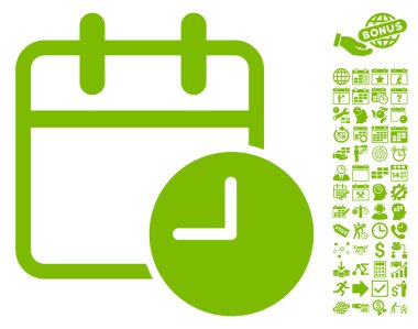 Bonus ile Tarih Saati Düz Vektör Simgesi