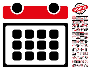 Bonus ile Takvim ay düz vektör simgesi