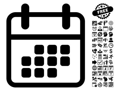 Bonus ile Takvim ay düz vektör simgesi