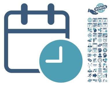 Bonus ile Tarih Saati Düz Vektör Simgesi