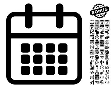 Bonus ile takvim düz vektör simgesi