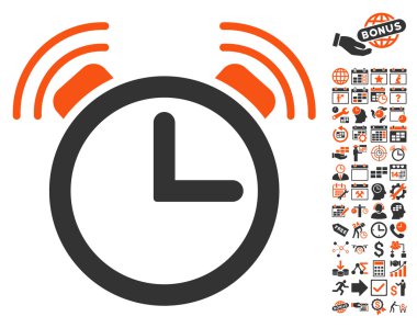 Bonus ile çalar saat düz vektör simgesi