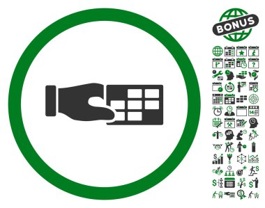 Zaman çizelgesi Özellikleri Bonus ile El Düz Vektör Simgesi