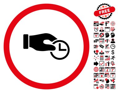 Saat Özellikleri Bonus ile El Düz Vektör Simgesi