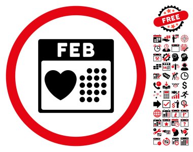 Bonus ile Sevgililer Şubat gün düz vektör simgesi