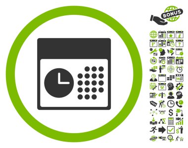 Bonus ile saat ve Tarih düz vektör simgesi