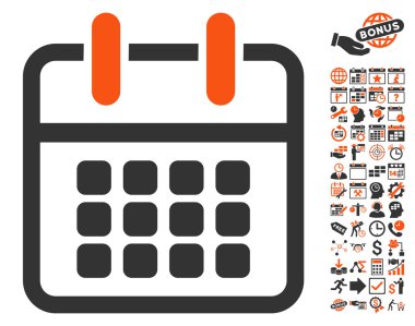 Bonus ile takvim Poster düz vektör simgesi