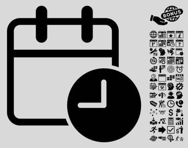 Bonus ile Tarih Saati Düz Vektör Simgesi