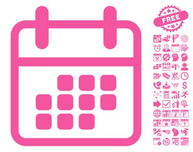 Bonus ile Takvim ay düz vektör simgesi