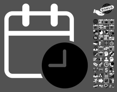 Bonus ile Tarih Saati Düz Vektör Simgesi