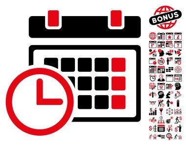 Bonus ile tarih ve saat düz vektör simgesi