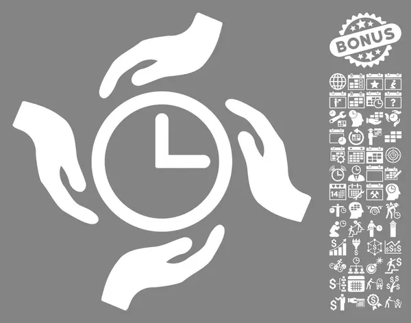 Zeitpflege flache Vektor-Symbol mit Bonus — Stockvektor