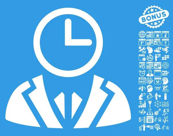 Clock Lord Flat Vector Icon with Bonus — Stock Vector