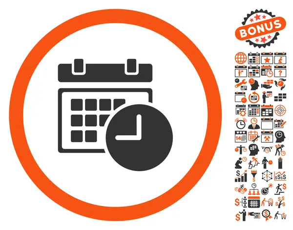 Date et heure Icône vectorielle plate avec bonus — Image vectorielle