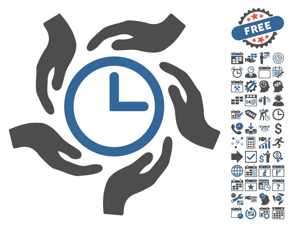 Icono de vector plano de cuidado de tiempo con bonificación — Vector de stock