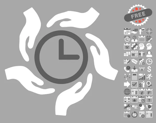 Zorg platte Vector tijdpictogram met Bonus — Stockvector