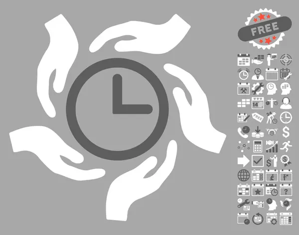 时间护理平面矢量图标与奖金 — 图库矢量图片
