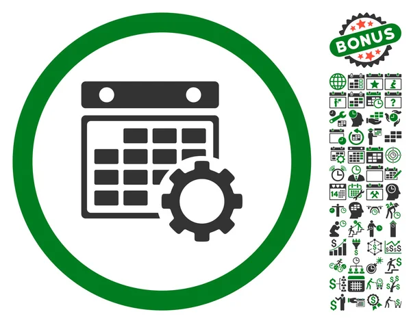 Icono de vector plano de engranaje de configuración de calendario con bonificación — Archivo Imágenes Vectoriales