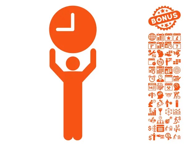 Time Manager Flat Vector Icon with Bonus — Stock Vector