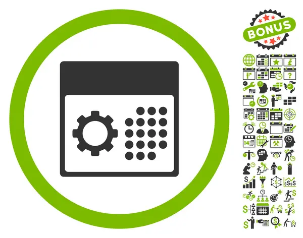 Calendrier de service Icône vectorielle plate avec bonus — Image vectorielle