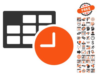 Bonus ile tarih ve saat düz vektör simgesi