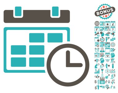 Bonus ile tarih ve saat düz vektör simgesi