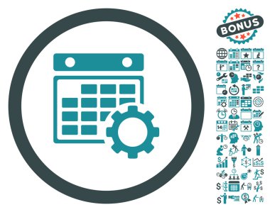 Bonus ile Takvim Yapılandırma Dişli Düz Vektör Simgesi