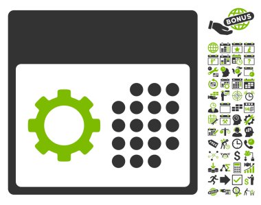 Bonus ile Hizmet Takvimi Düz Vektör Simgesi