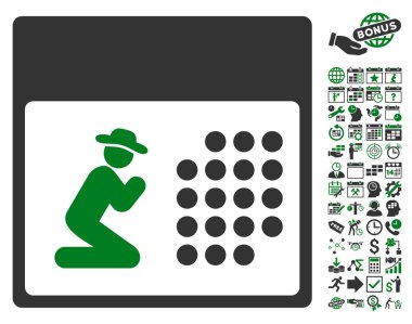 Bonus ile Dua Takvim Düz Vektör Simgesi