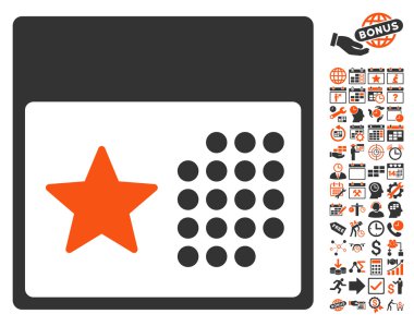 Bonus ile Tatil Takvimi Düz Vektör Simgesi