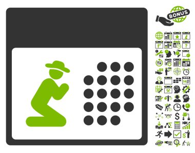 Bonus ile Dua Takvim Düz Vektör Simgesi