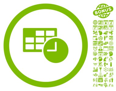 Bonus ile tarih ve saat düz vektör simgesi